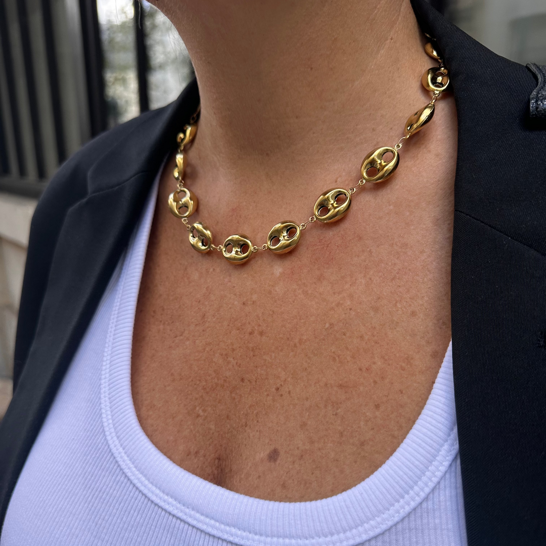 GOLDEN COFFEE BEAN CHOKER GOLDEN NECKLACE
