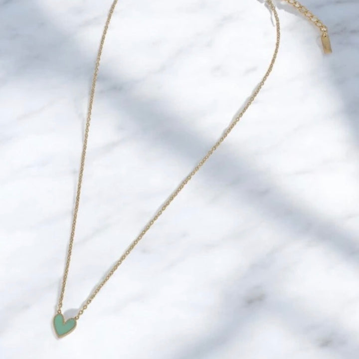 ALINE ENAMEL HEART NECKLACE — GOLDEN CHAIN