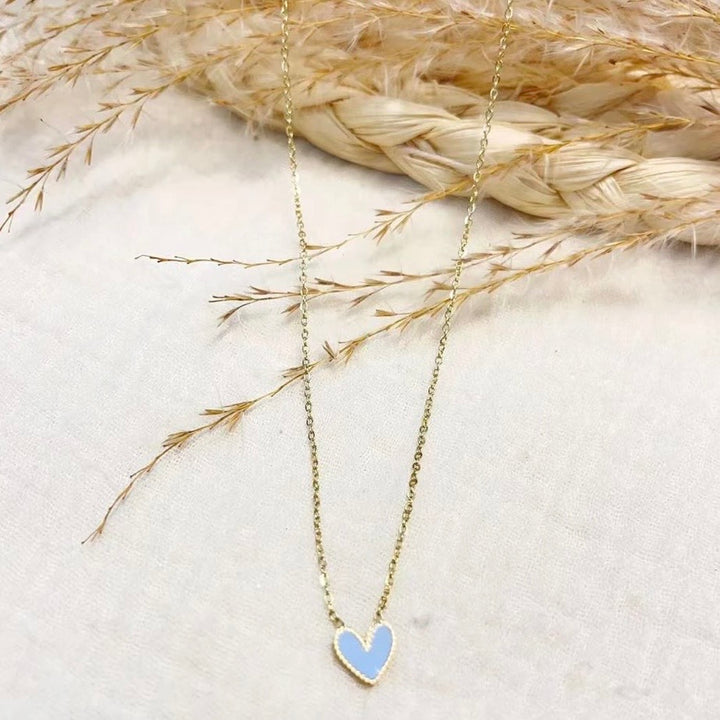 ALINE ENAMEL HEART NECKLACE — GOLDEN CHAIN