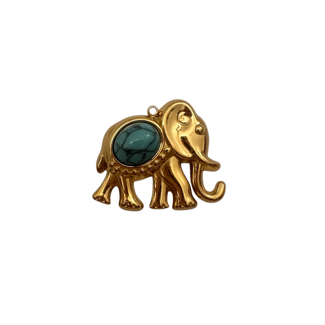 ANIMAL ELEPHANT GOLDEN WITH TURQUOISE BIG