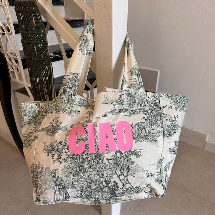 BEACH BAG GREEN TOILE DE JOUY CIAO