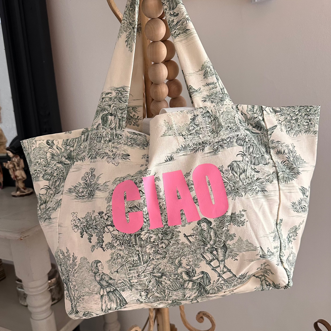 BEACH BAG GREEN TOILE DE JOUY CIAO