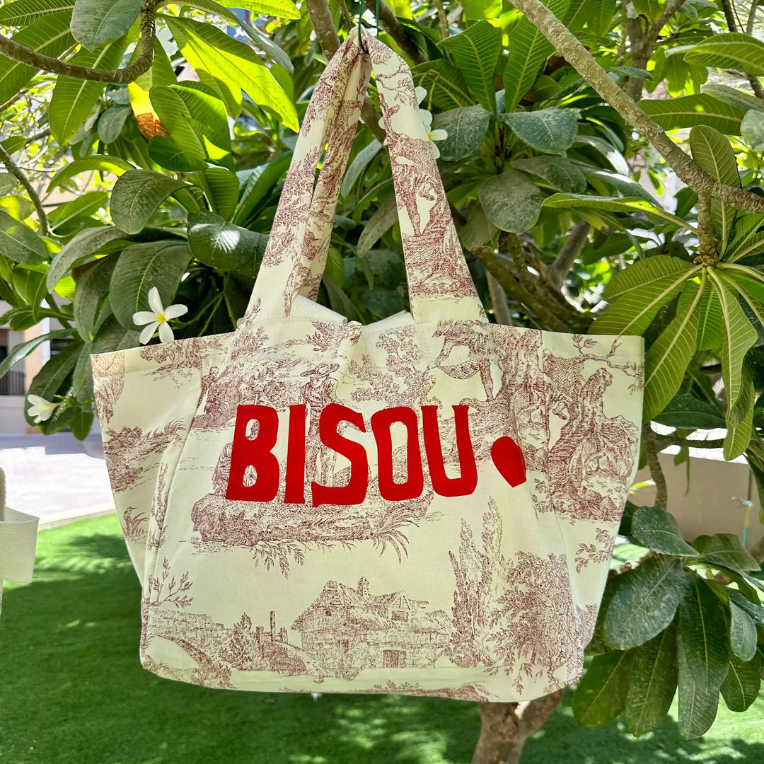 BEACH BAG RED TOILE DE JOUY BISOU