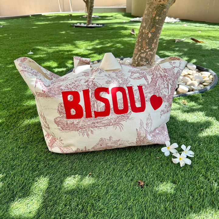 BEACH BAG RED TOILE DE JOUY BISOU