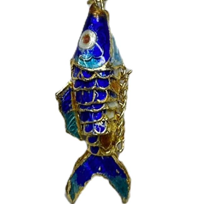 ANIMAL FISH CLOISONNE BLUE BIG