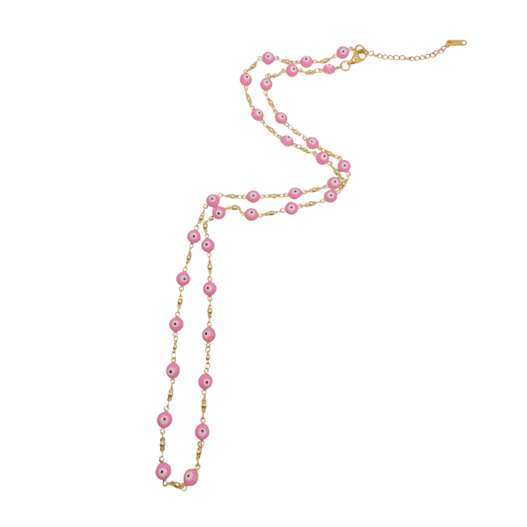 BORNEO PINK ENAMEL LONG NECKLACE