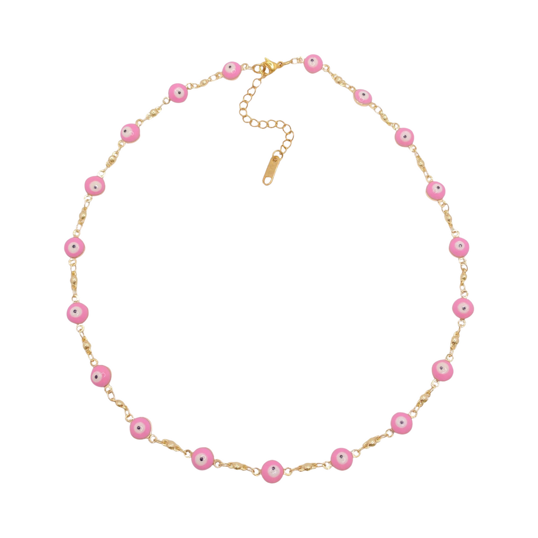 BORNEO PINK ENAMEL SHORT NECKLACE