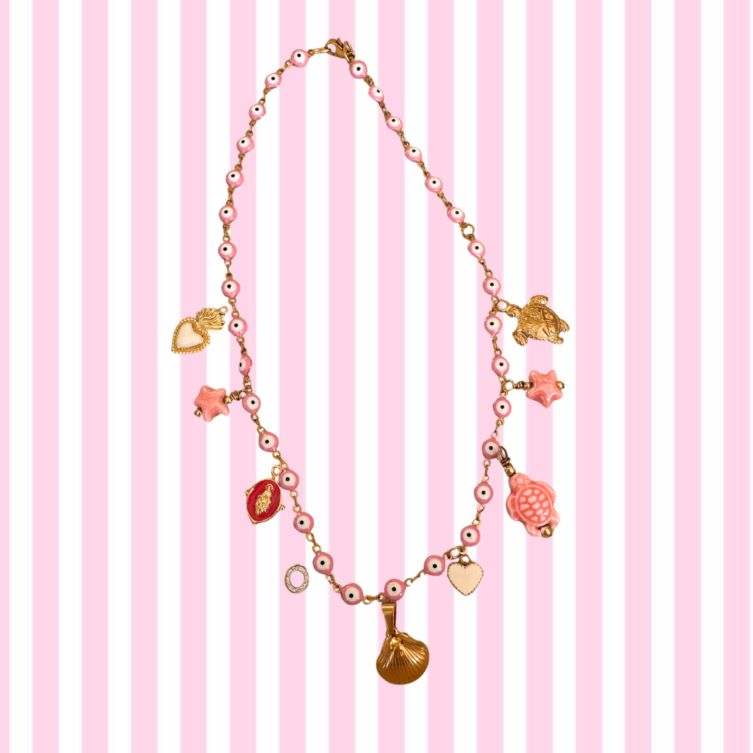 BORNEO PINK ENAMEL SHORT NECKLACE