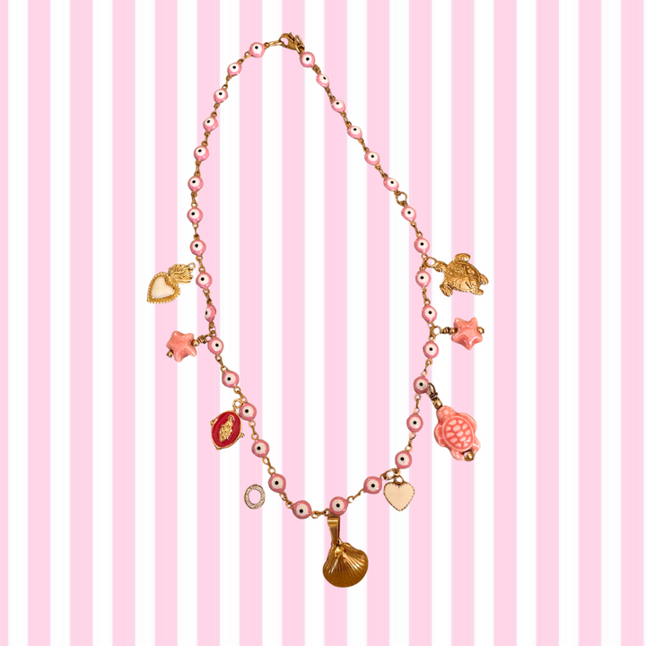 BORNEO PINK ENAMEL SHORT NECKLACE