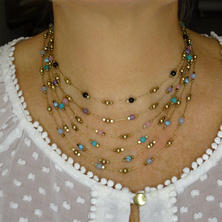 CLÉA TURQUOISE NECKLACE – GOLD PLATED WITH SEMI-PRECIOUS STONES