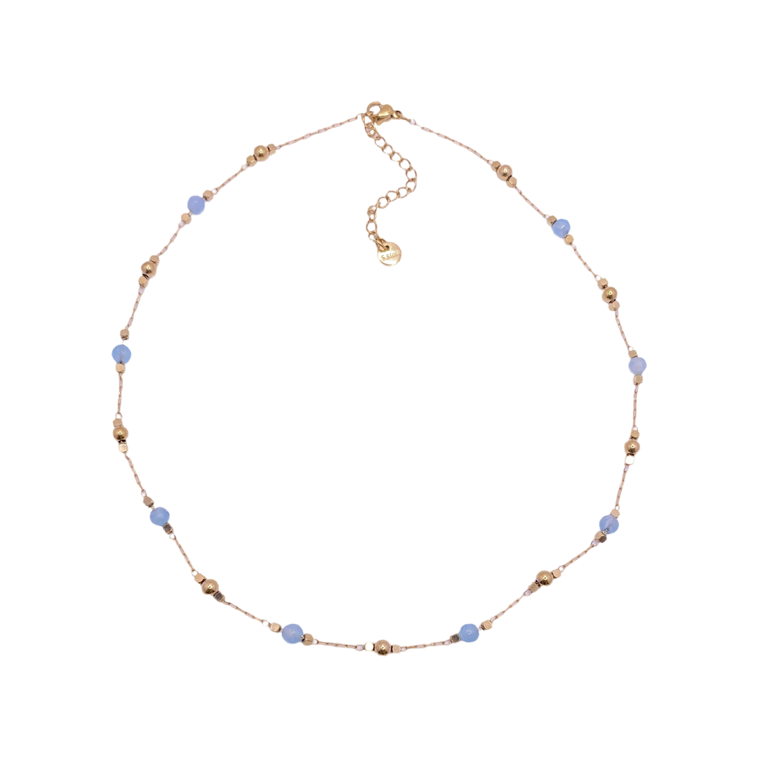 CLÉA BLUE - CHALCEDONY NECKLACE GOLD PLATED WITH SEMI-PRECIOUS STONES