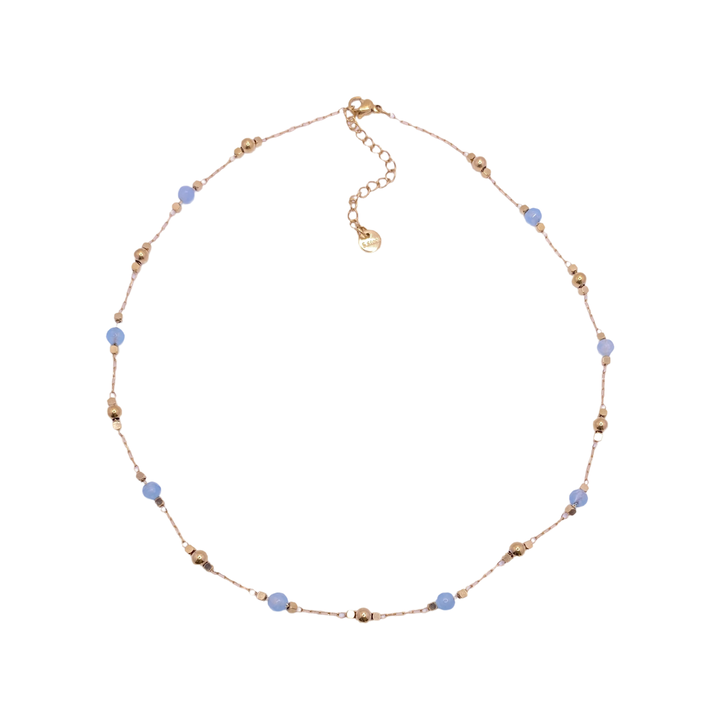 CLÉA BLUE - CHALCEDONY NECKLACE GOLD PLATED WITH SEMI-PRECIOUS STONES