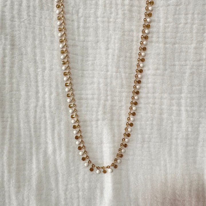 CONFETTI FULL NECKLACE GOLD & WHITE ENAMEL