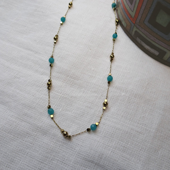 CLÉA AMAZONITE NECKLACE – GOLD PLATED WITH SEMI-PRECIOUS STONES