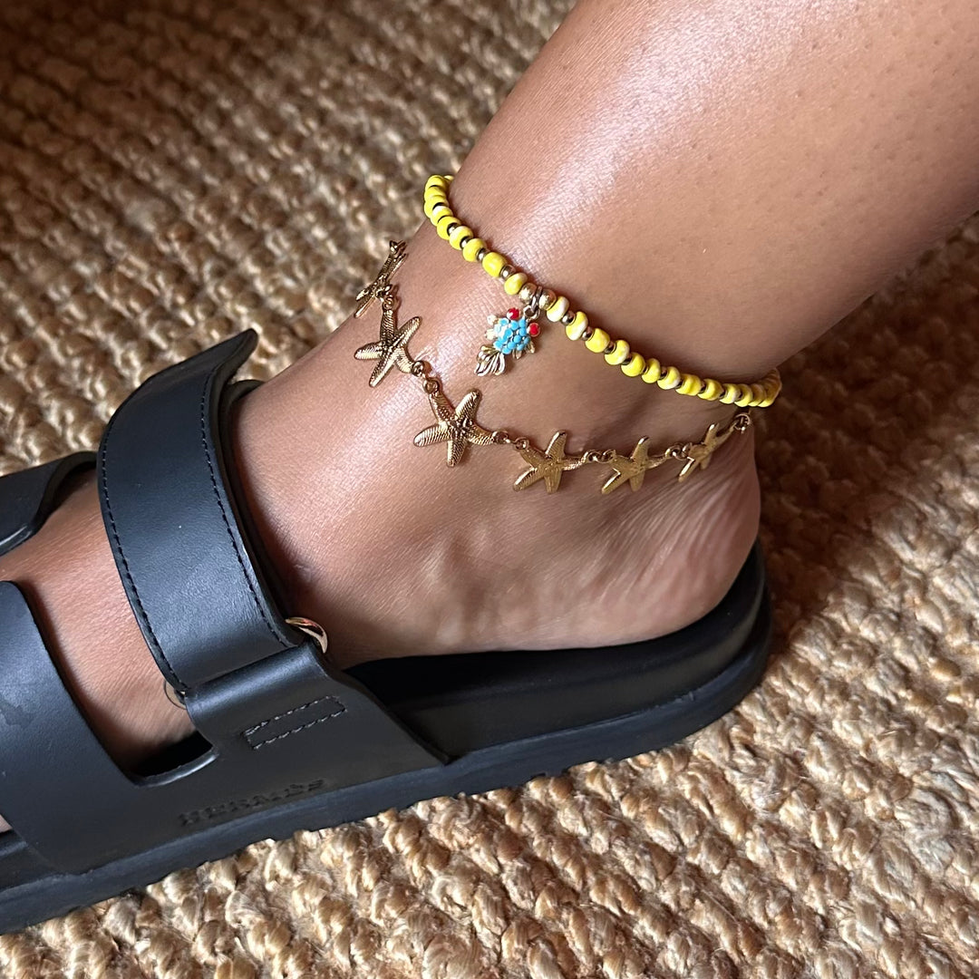 Starfish Anklet in Waterproof Gold Plated Stainless Steel 