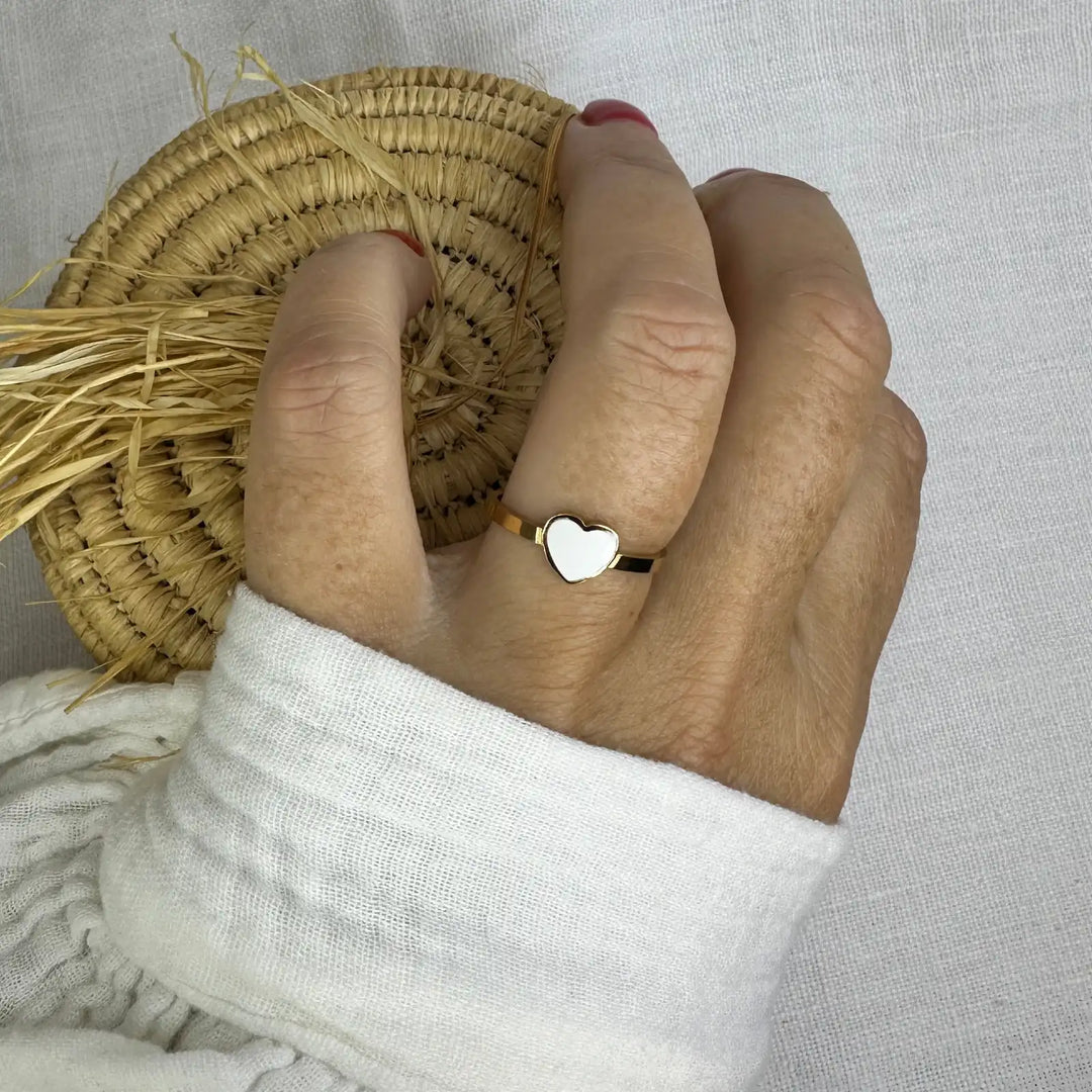 Habibi Rings HABIBI Heart Gold Ring – Red Pink White Enamel | Dubai – La Maison ...
