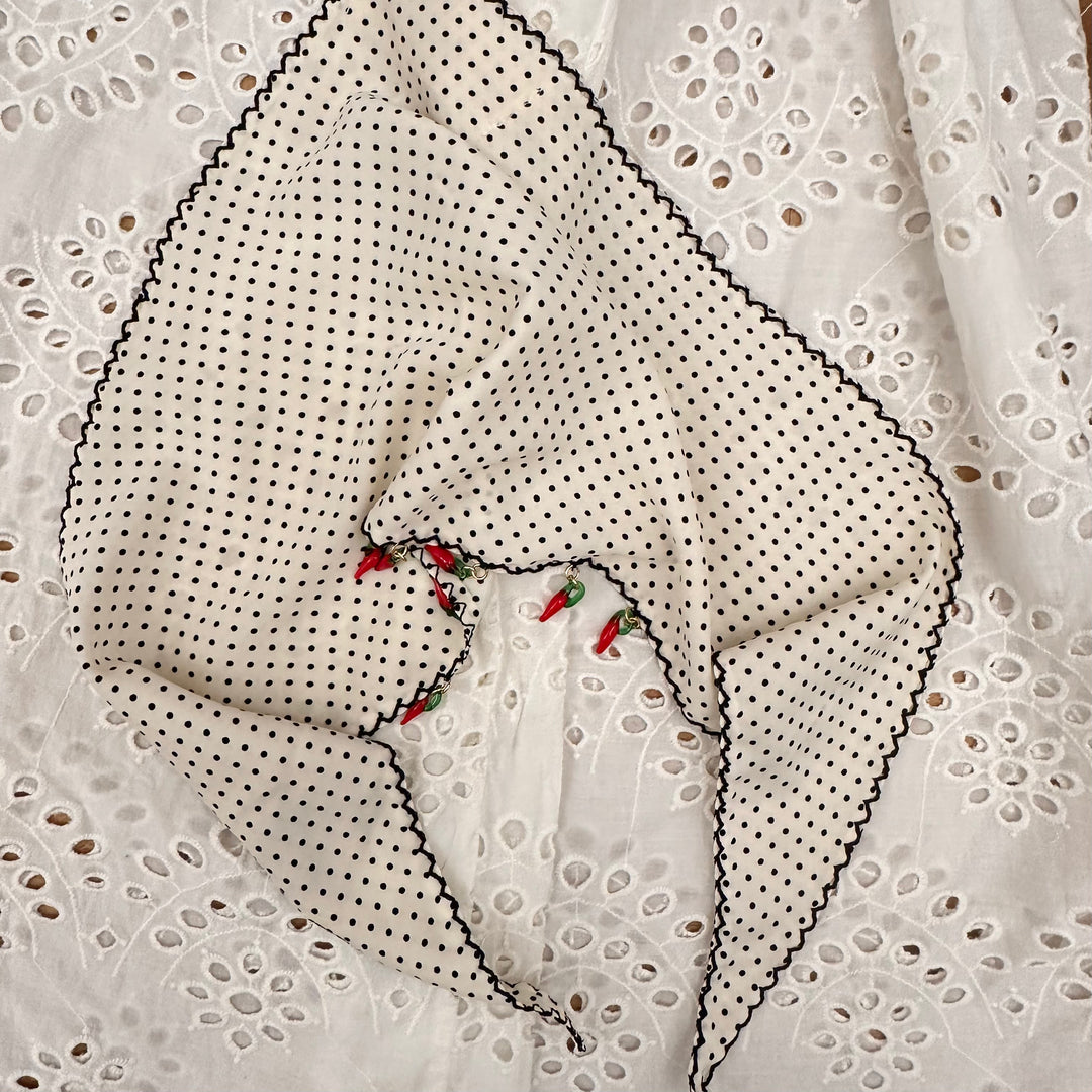 Hair Scarf — Black & White Polka Dot