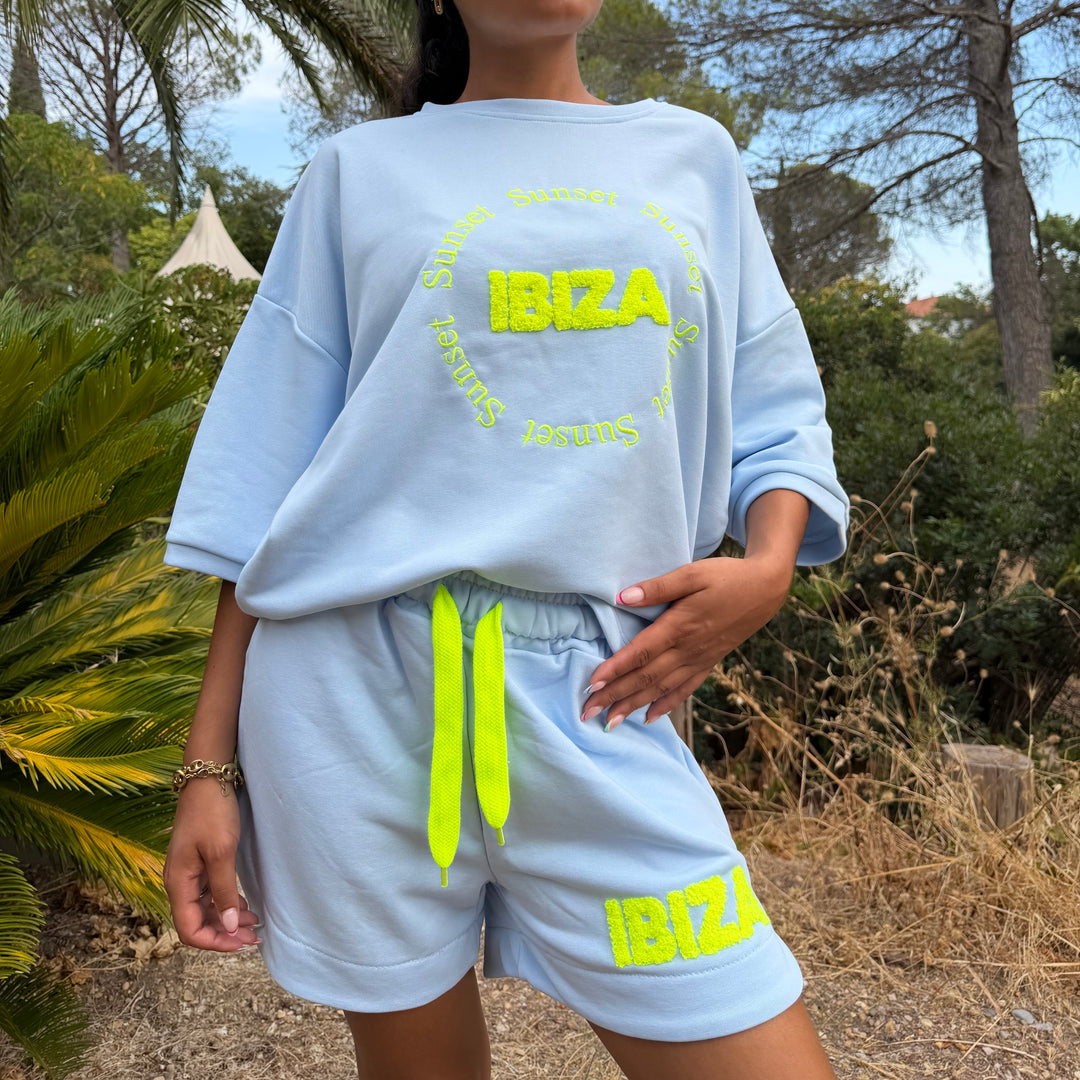 IBIZA OVERSIZED SWEAT-SHIRT  & SHORT COTTON SET