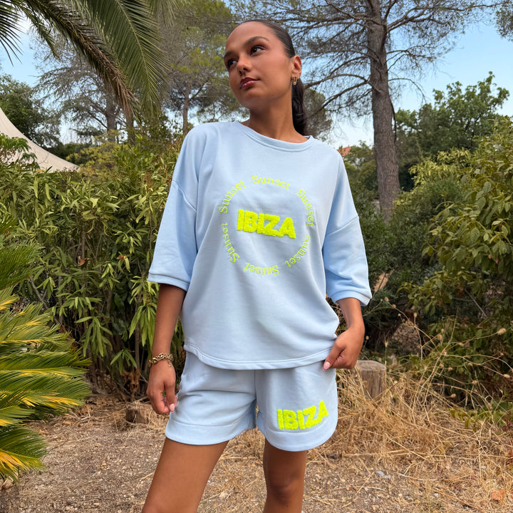 IBIZA OVERSIZED SWEAT-SHIRT  & SHORT COTTON SET
