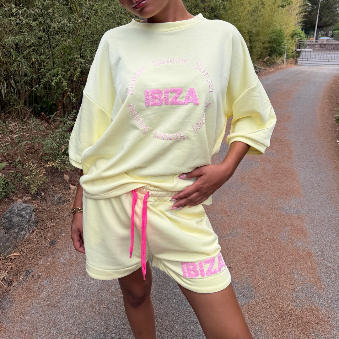 IBIZA OVERSIZED SWEAT-SHIRT  & SHORT COTTON SET