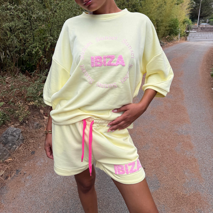 IBIZA OVERSIZED SWEAT-SHIRT  & SHORT COTTON SET