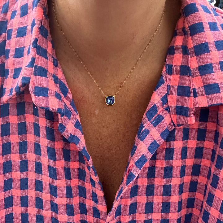 JOLIE DENIM BLUE CRYSTAL GOLD NECKLACE