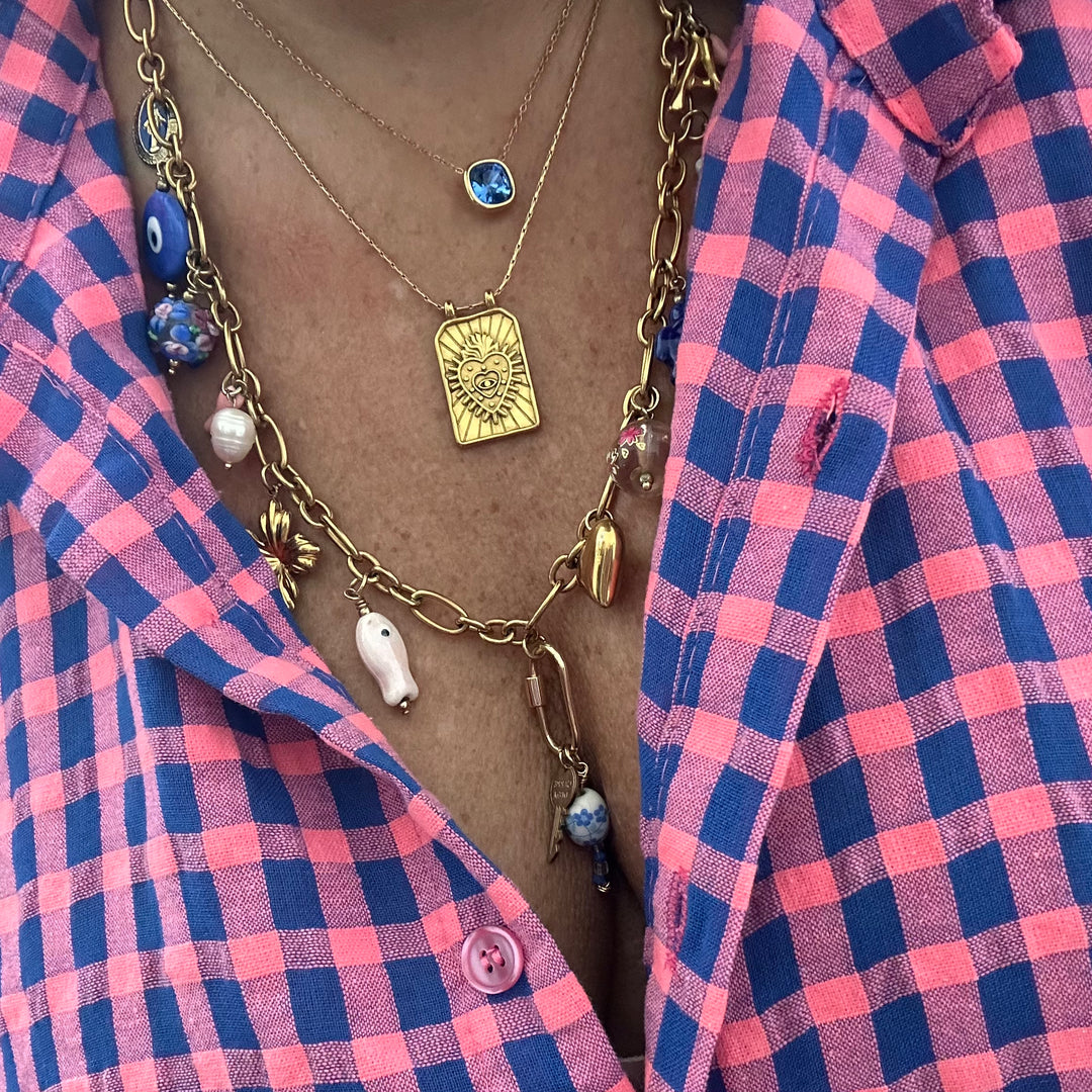 JOLIE DENIM BLUE CRYSTAL GOLD NECKLACE