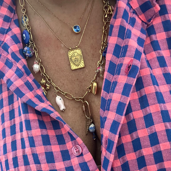 JOLIE DENIM BLUE CRYSTAL GOLD NECKLACE