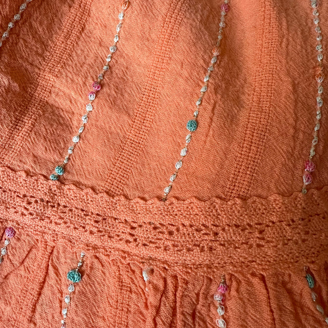 LIGHT ORANGE COTTON WOWEN SET MAJDOU - SHIRT & RUFFLE SKORT