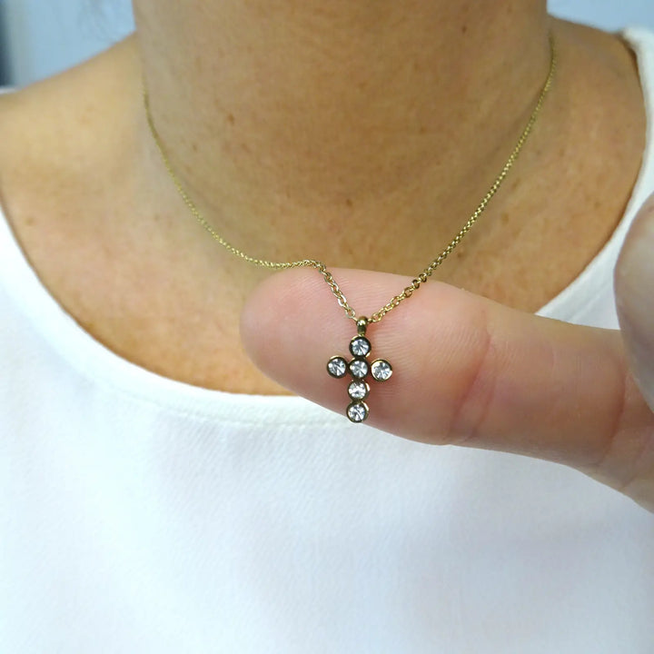 LOUISE CROSS NECKLACE- STAINLESS STEEL GOLD PLATED