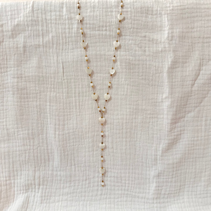 MOTHER OF PEARL HEART Y - NECKLACE