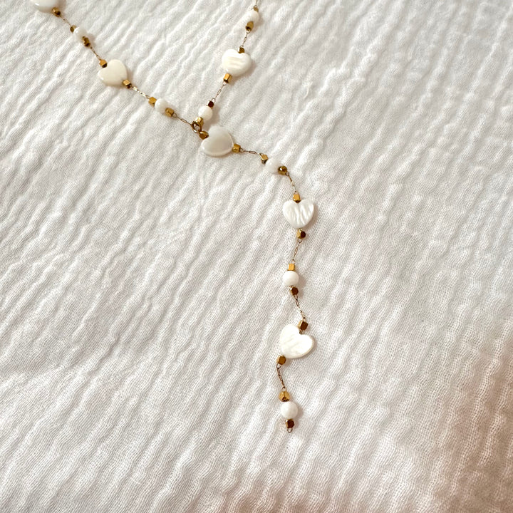 MOTHER OF PEARL HEART Y - NECKLACE