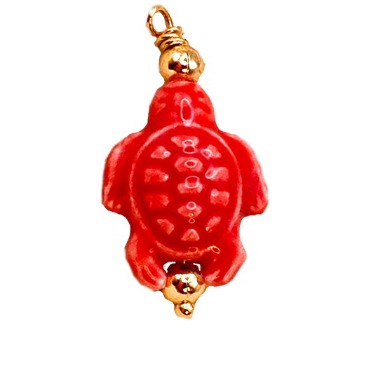 ANIMAL TURTLE RED PORCELAIN MEDIUM