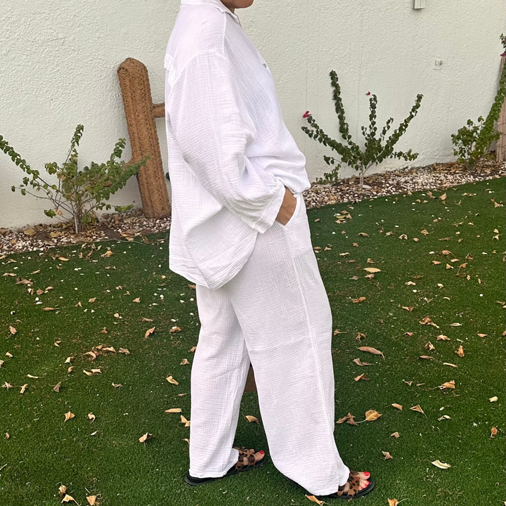 SANTORINI OVERSIZED COTTON GAUZE SET - SHIRT & PANTS