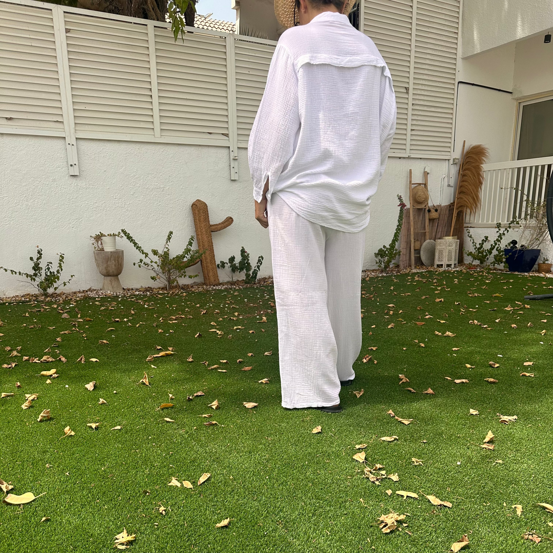 SANTORINI OVERSIZED COTTON GAUZE SET - SHIRT & PANTS