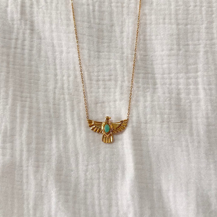 WINGS NECKLACE — GOLD & STONE