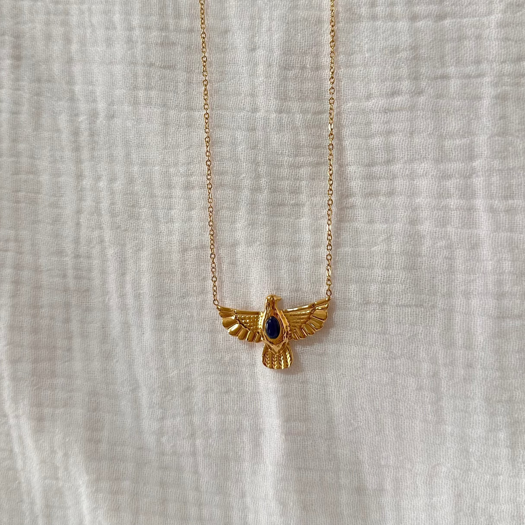 WINGS NECKLACE — GOLD & STONE
