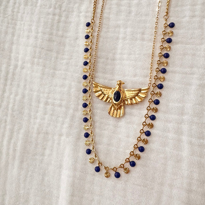 WINGS NECKLACE — GOLD & STONE
