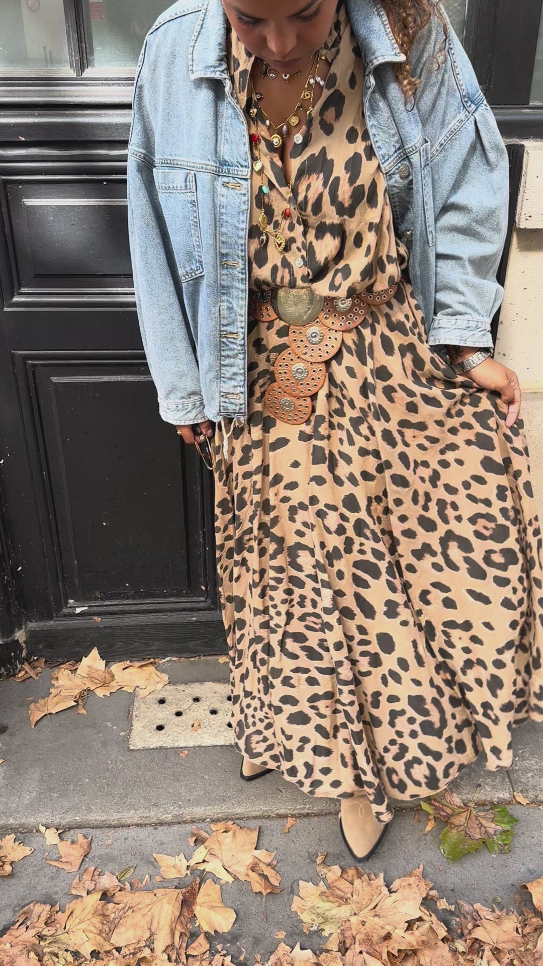 LEOPARD PRINT COTTON VOILE SET – BOHO CHIC BLOUSE & MAXI SKIRT